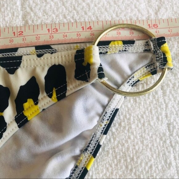 Billabong Bikini Bottom Cheetah Animal Print White Black Yellow Swim size Large - Picture 9 of 12